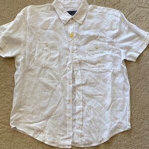 Bruno Men's Pure Linen Classic White Button-Down Shirt